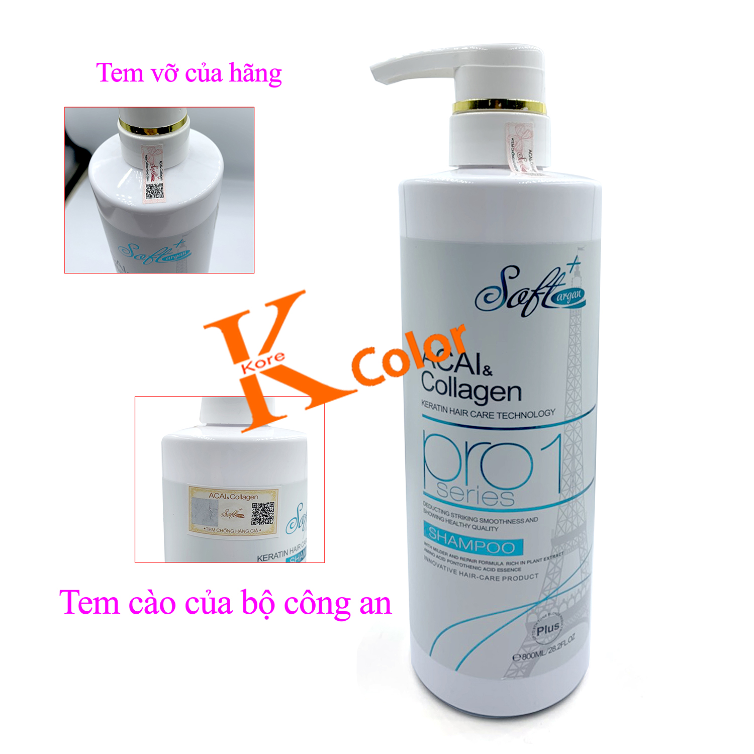 Cặp Dầu Gội Xả Soft & Collagen Argan Soft+ 800ml x2