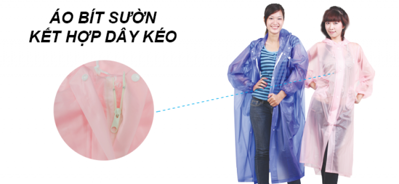 Raincoat with Zippers in Color (Random Color Delivery)