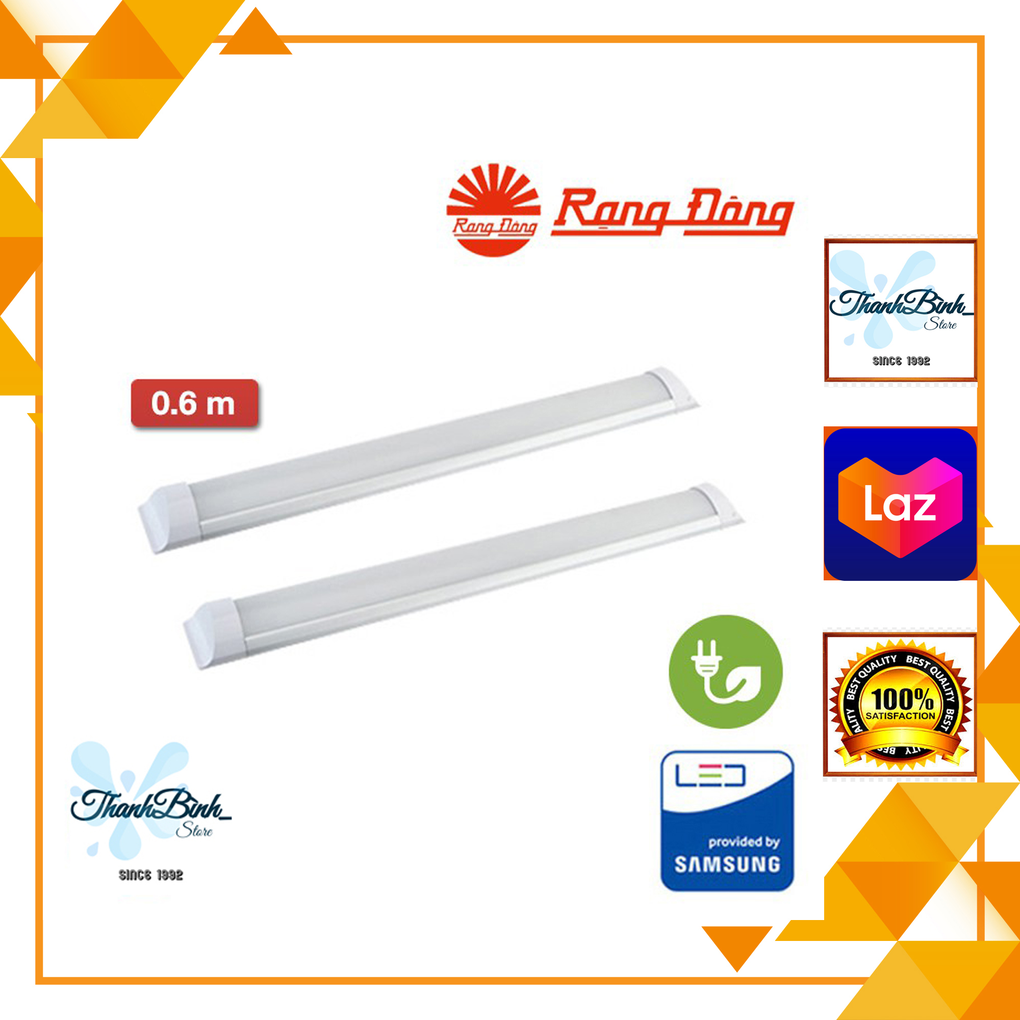 Bộ đèn tuýp led rạng đông m26 bán nguyệt 0.3m/ 0.6m/ 1.2m- ánh sáng trắng/ 3 màu