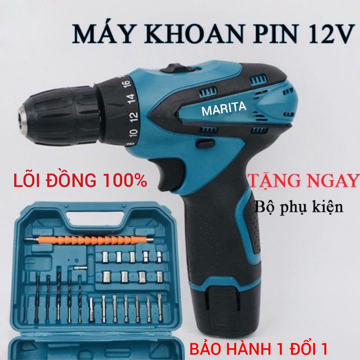 Máy Khoan Pin Maritta Giá Rẻ TPHCM, Bộ Máy Khoan Maritta 12V Pin Sạc Kèm Nhiều Đầu Vặn - Bắt Ốc - Sửa Nhà - Khoan.TIỆN DỤNG CHO GIA ĐÌNH VÀ CÔNG TRÌNH,UY TÍN,CHẤT LƯƠNG,BẢO HÀNH 1 ĐỔI 1( NaNa Store SG)