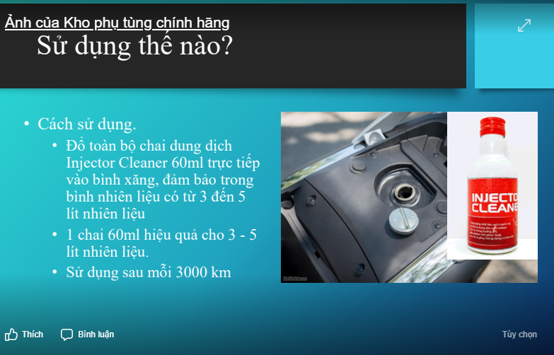 Dung dịch vệ sinh kim phun và buồng đốt