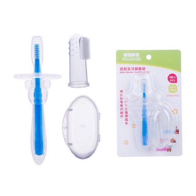 Sét Bàn Chải Đánh Răng, Rơ Lưỡi Silicon Mềm Cho Bé