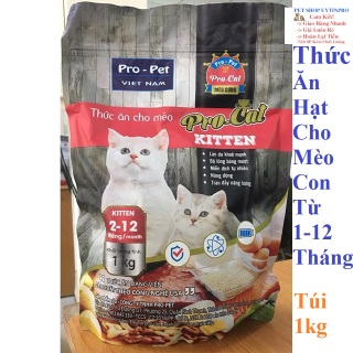 THỨC ĂN HẠT CHO MÈO CON Pro-Cat Kitten Túi 1kg Xuất xứ Pro-Pet Việt Nam thumbnail