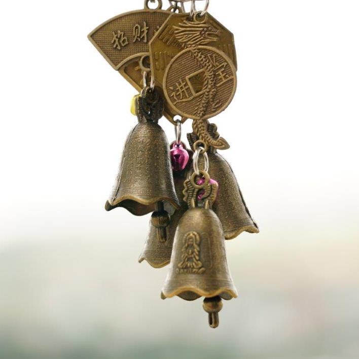 Móc khóa chuông đồng phong thủy may mắn