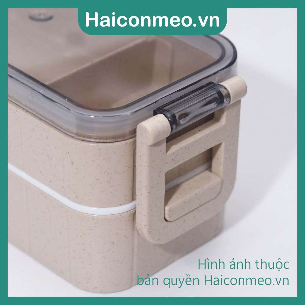 [HCM] Hộp cơm lúa mạch 2 tầng 400ml kèm đũa văn phòng nhỏ gọn