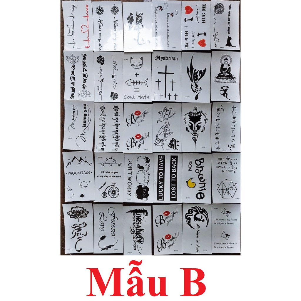 Combo 30 Tấm Hình Xăm Dán Mini Chống Thấm Nước