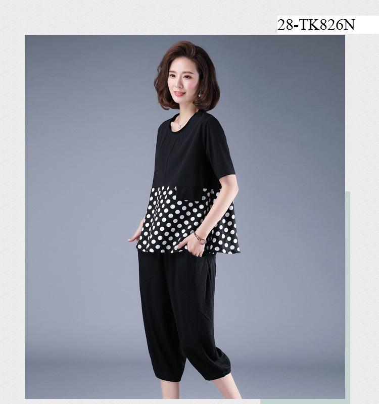 TK826N-ÁO KIỂU PHỐI CHẤM BI 2 TÚI S-6XL