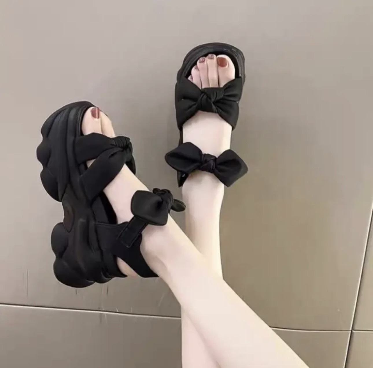 Giày sandal bm thắt nơ 9p hàng nhập qc