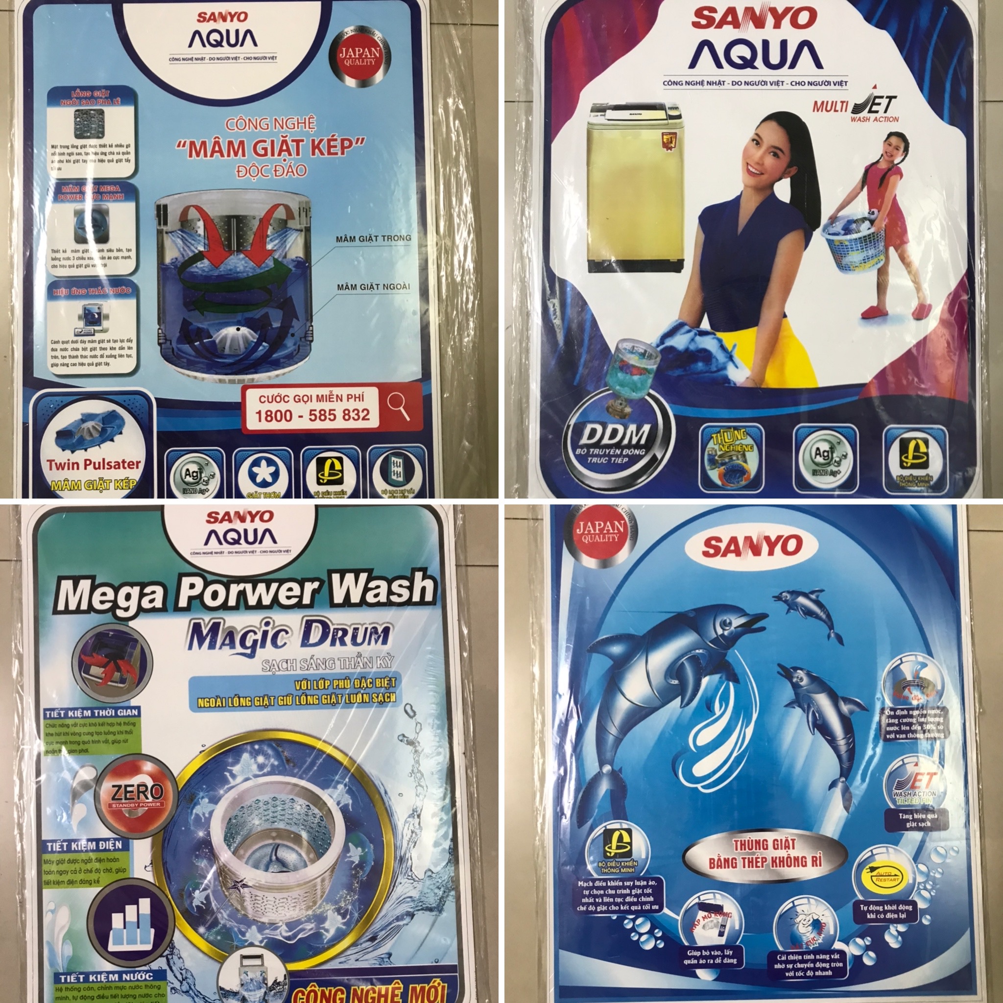Tem dán máy giặt Sanyo Aqua/ Miếng dán máy giặt Sanyo