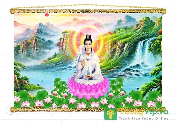 Tranh liễn phật giáo - vải canvas cao cấp - bồ tát quan âm 02