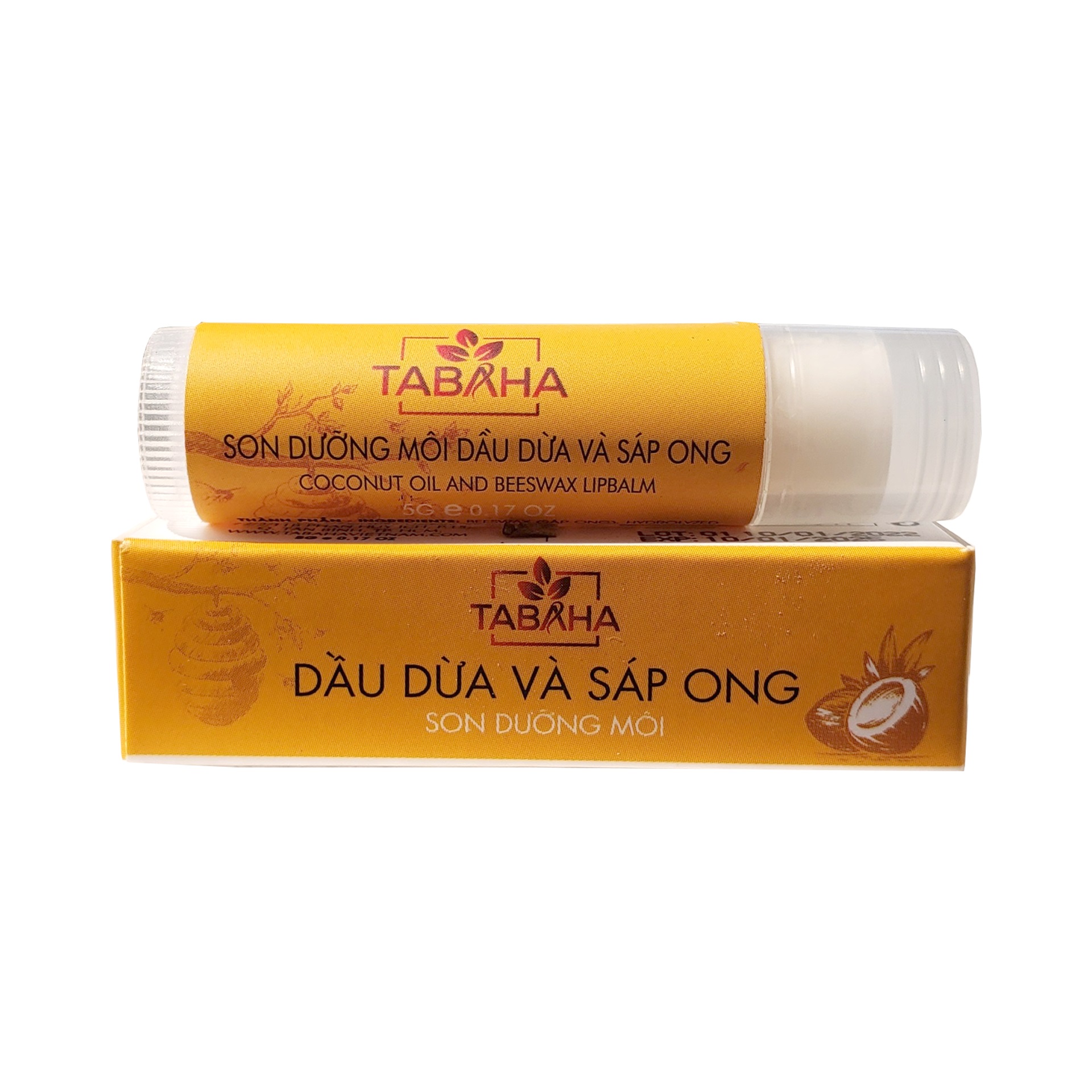 Son dưỡng môi Lip Balm Dầu Dừa Sáp Ong TaBaHa 5g