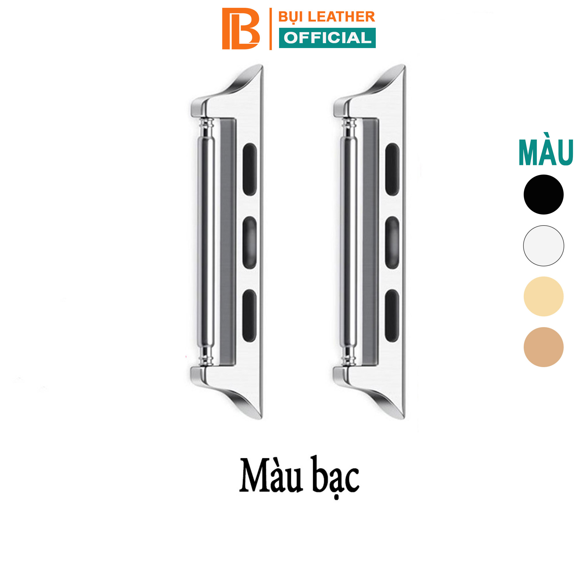 Adapter apple watch cao cấp P107 (2 chiếc), chất liệu thép không rỉ dùng cho đồng hồ apple watch series 3 series 4 series 5 series 5, size 38mm-40mm-42mm-44mm, dây 20mm, 22mm