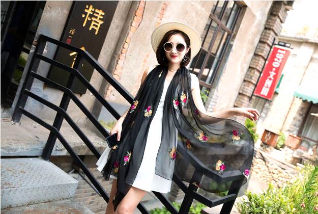 Khăn choàng lụa phong cách Hàn Quốc 175 x 90