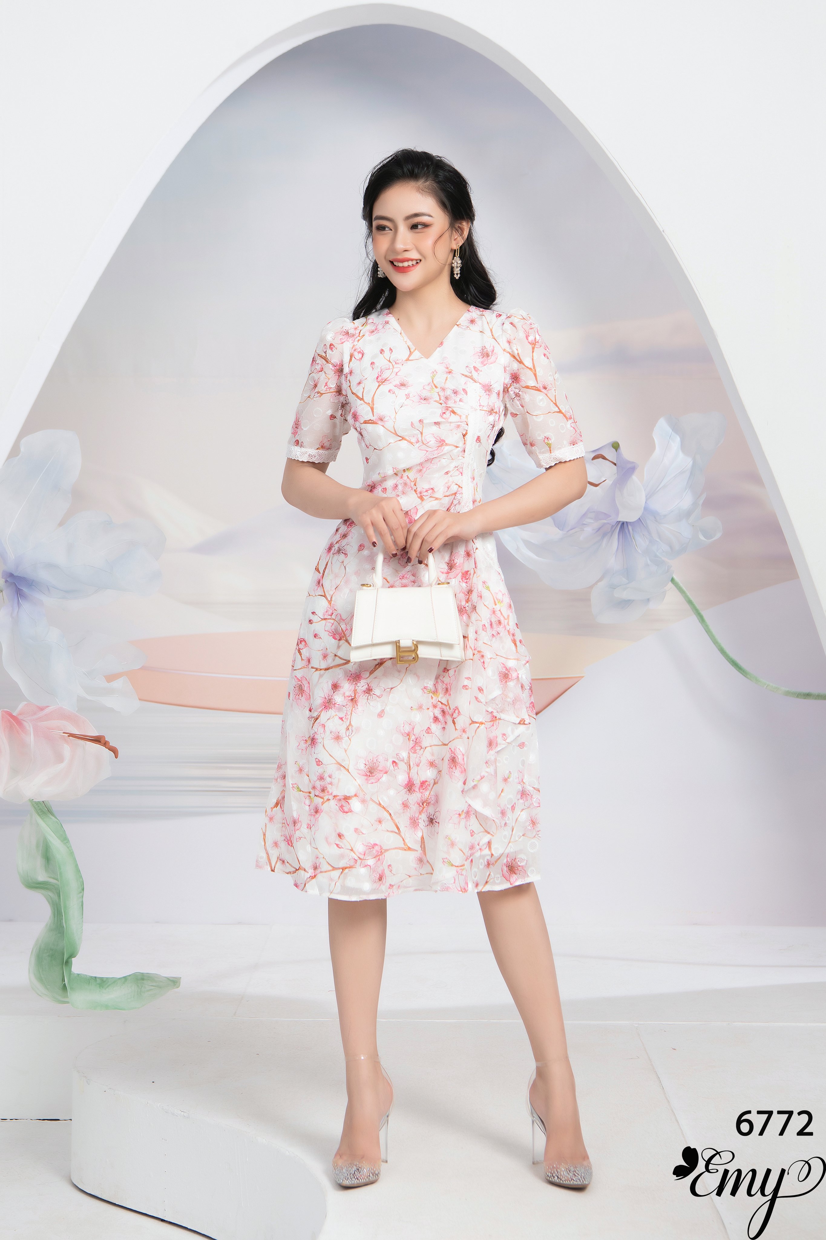 Đầm EMY EM6772 Xoè Tùng Đắp Chéo