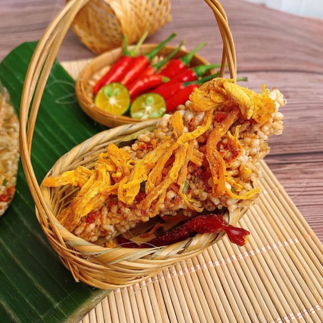 Combo Bắp rim sate mix khô bò lá chanh + cơm cháy tép khô gà lá chanh siêu ngon