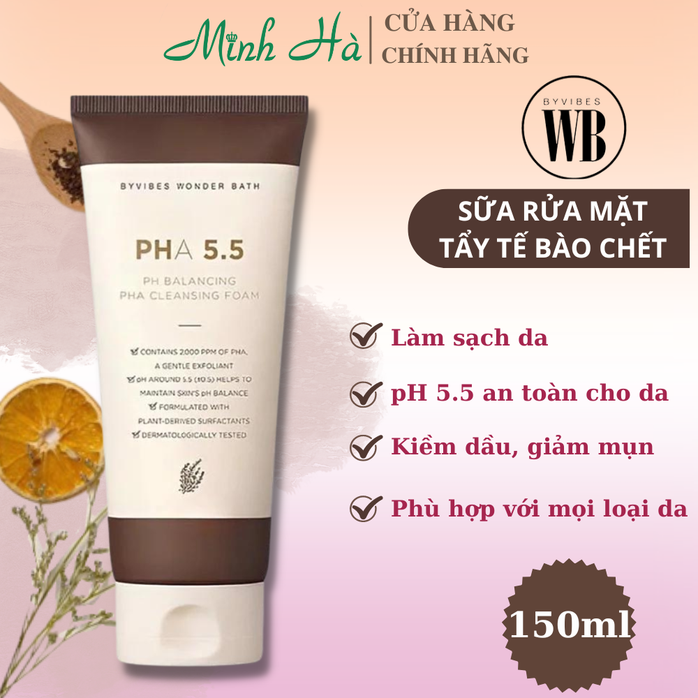 Sữa rửa mặt byvibes wonder bath pha 5.5 ph balancing pha cleansing foam 130ml