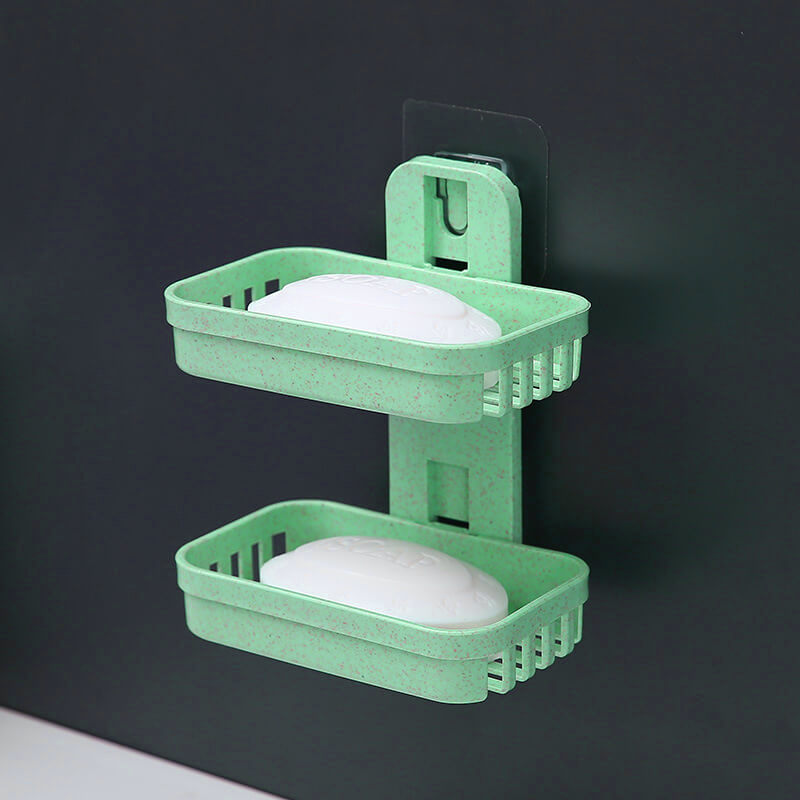 Soap Dishes Box Wall Zeep Houder Shower Soap Tray Holder for Bathroom Double layer Storage Basket Soap rack Shelf Kitchen Tools