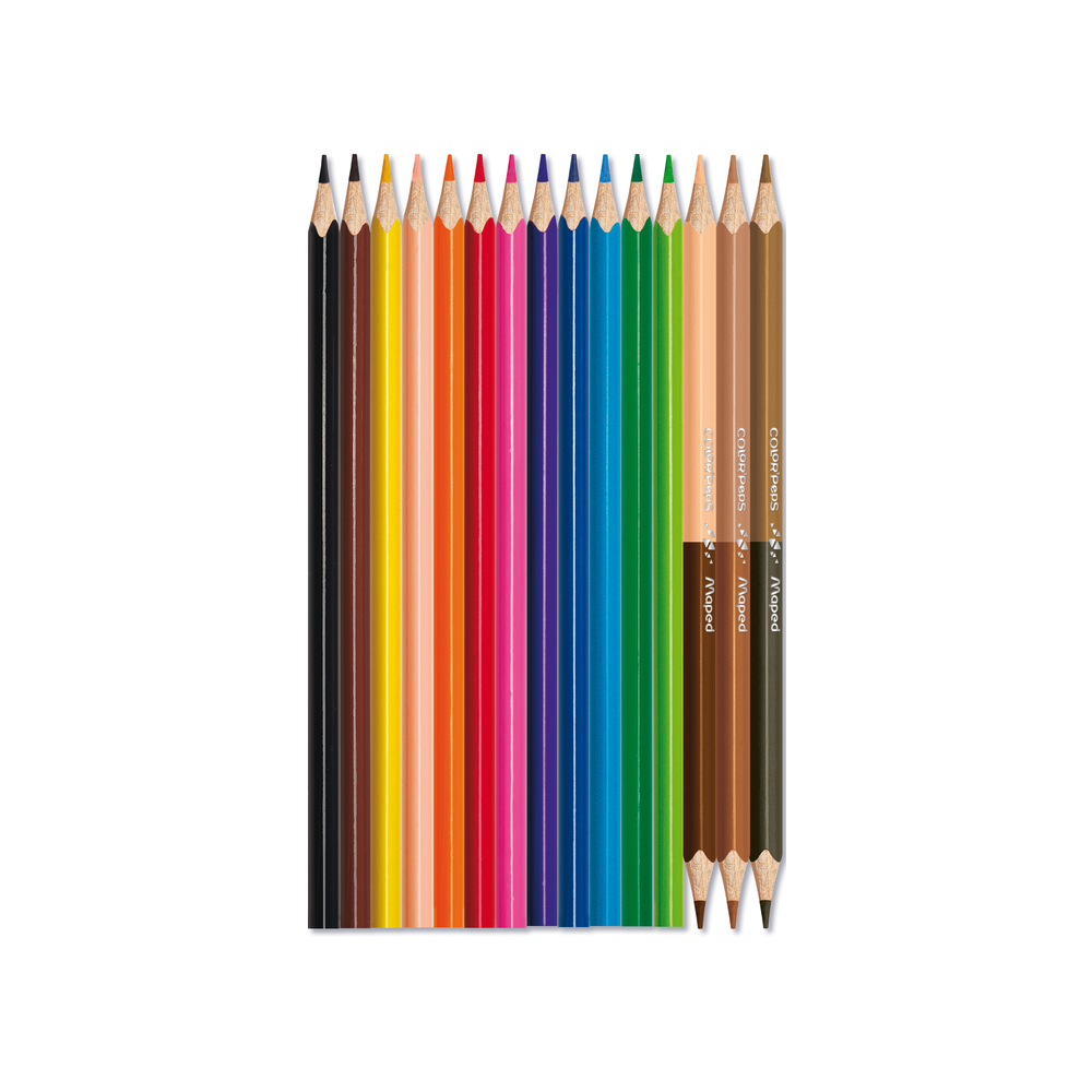 MAPED - Chì màu Color'Peps 18 màu (12 màu cơ bản +3 chì 2 đầu 6 tone màu da)