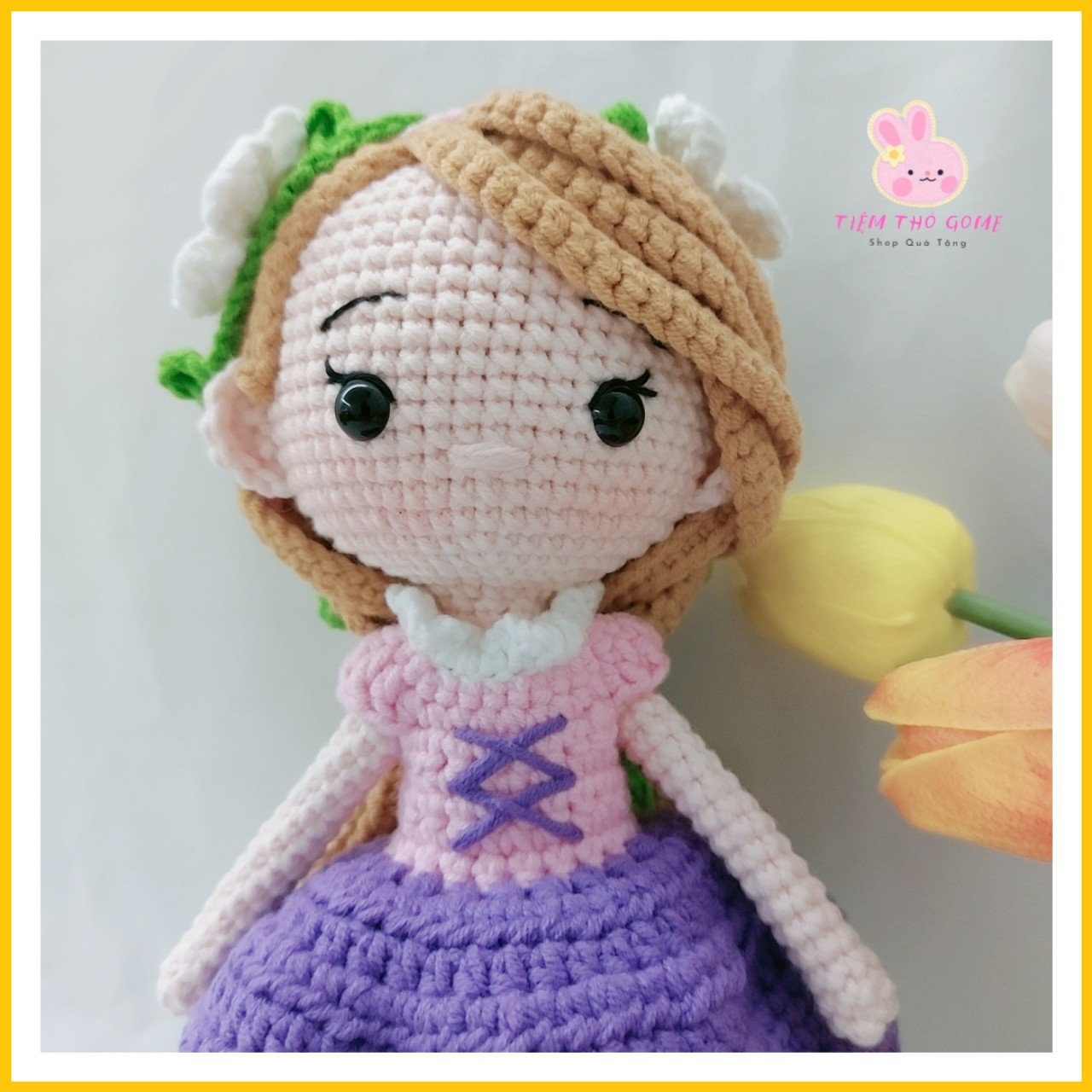 Búp bê len móc handmade - Công chúa tóc Mây Japunzel