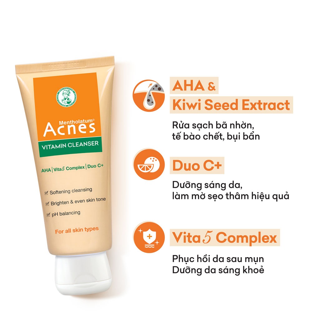Kem rửa mặt Mentholatum Acnes Vitamin Cleanser 100g