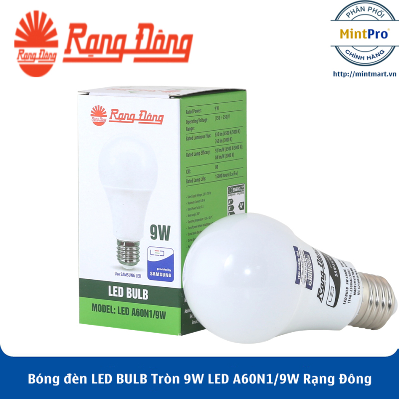 Bóng đèn LED BULB Tròn 9W LED A60N1/9W Rạng Đông - Hàng Chính Hãng