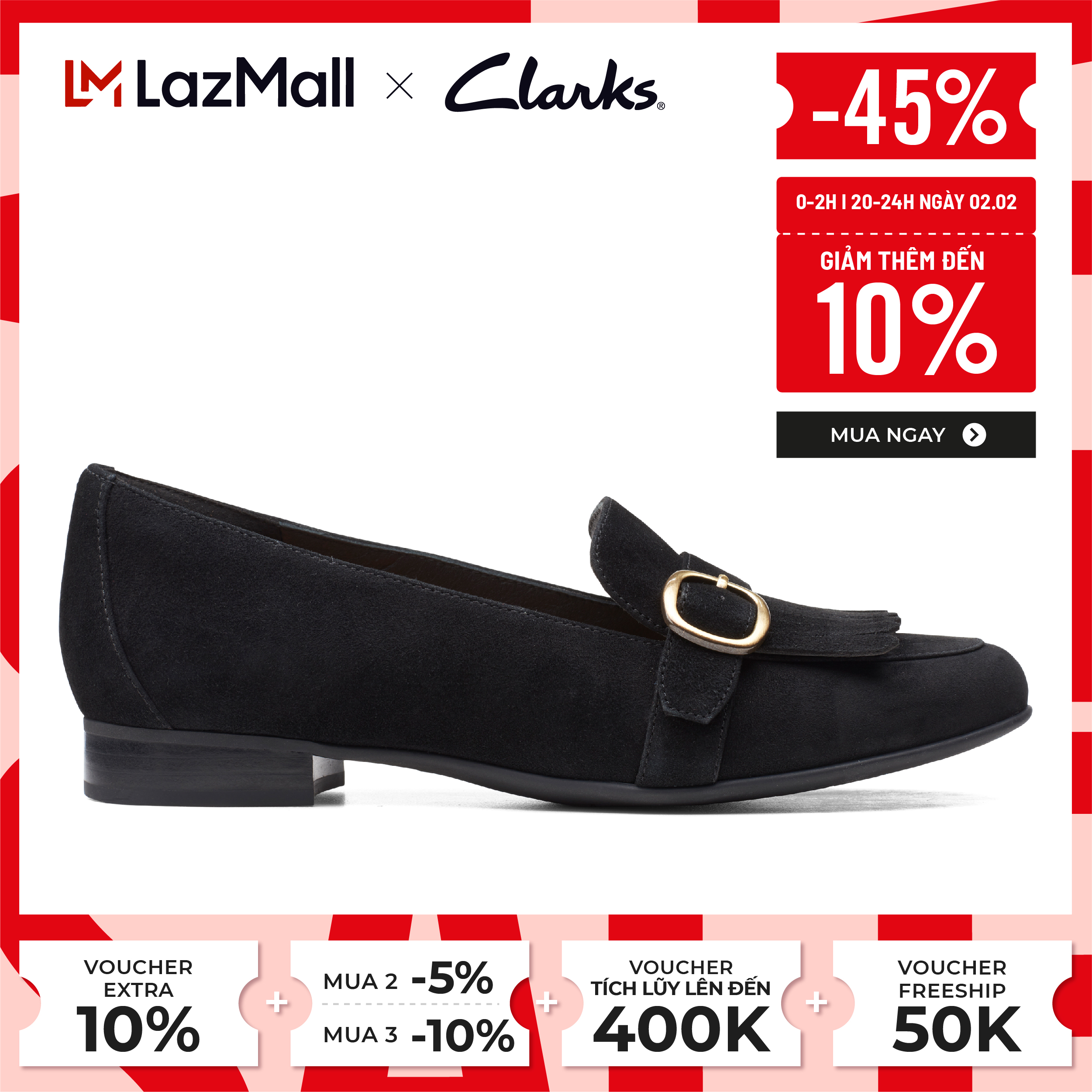 Giày Lười Da Lộn Nữ Clarks - Un Blush Fame