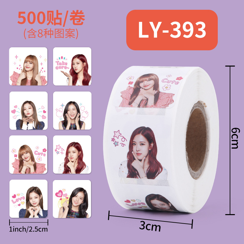 Sticker cuộn 500 miếng Black Pink