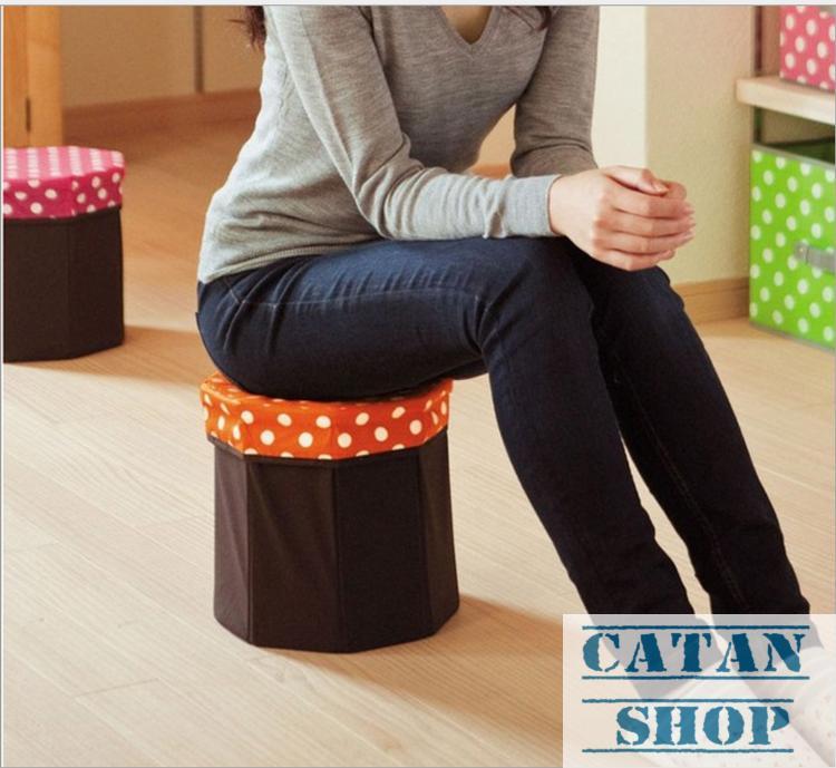 Ghế hộp đựng đồ nắp vải đa năng (hình tròn)