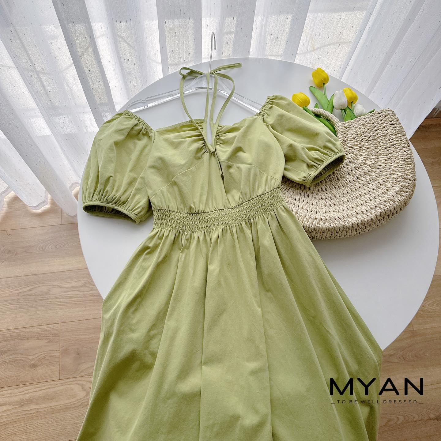 Myan design Women slash neck short sleeve bow tie short sleeve flare sleeve shift mini dresses vvn052310