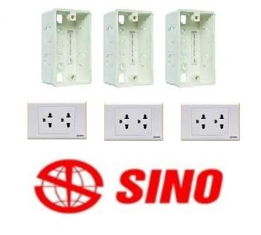 [HCM]3 BỘ - Ổ CẮM ÂM TƯỜNG - SINO : Ổ ĐÔI - 3 CHẤU + ĐẾ ÂM / S18UE2 + ĐẾ ÂM