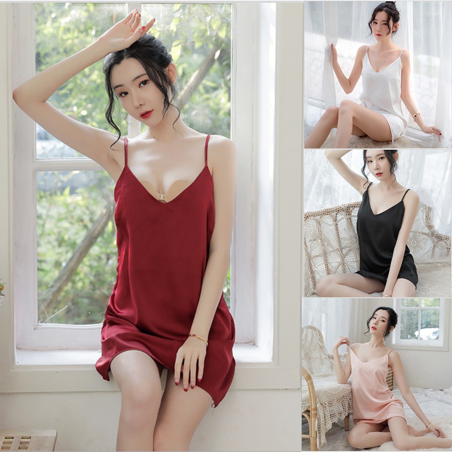Váy ngủ lụa satin cao cấp ifunsy – freeship – đầm ngủ đồ ngủ sexy