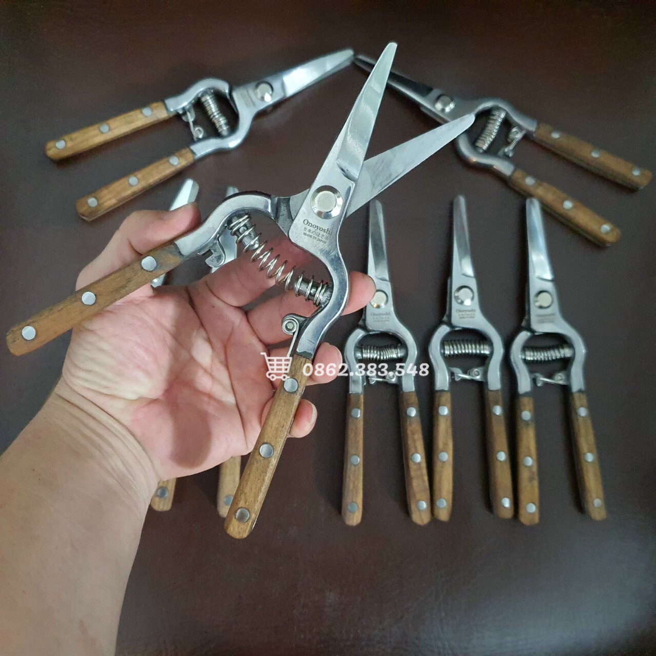 MUA BỘ KÉO CẮT TỈA TẶNG NGAY CƯA MINI NHẬT - Bộ 2 Kéo cắt tỉa SK5 Nhật cán ốp gỗ cực sắc và bền, kéo cắt cành tỉa cành cây cảnh bonsai