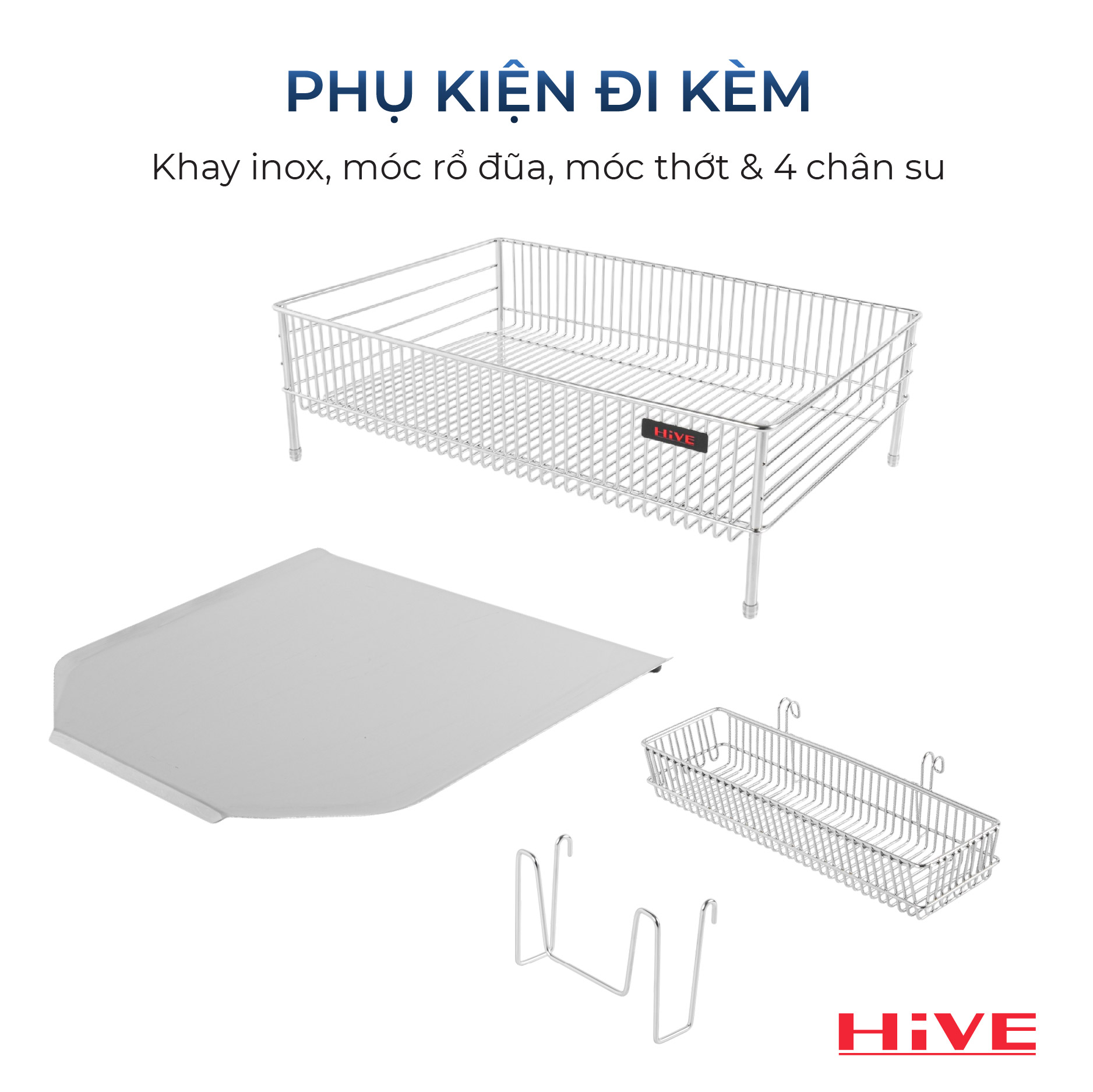Kệ (giá) để chén bát HiVE KO 1 tầng inox 304