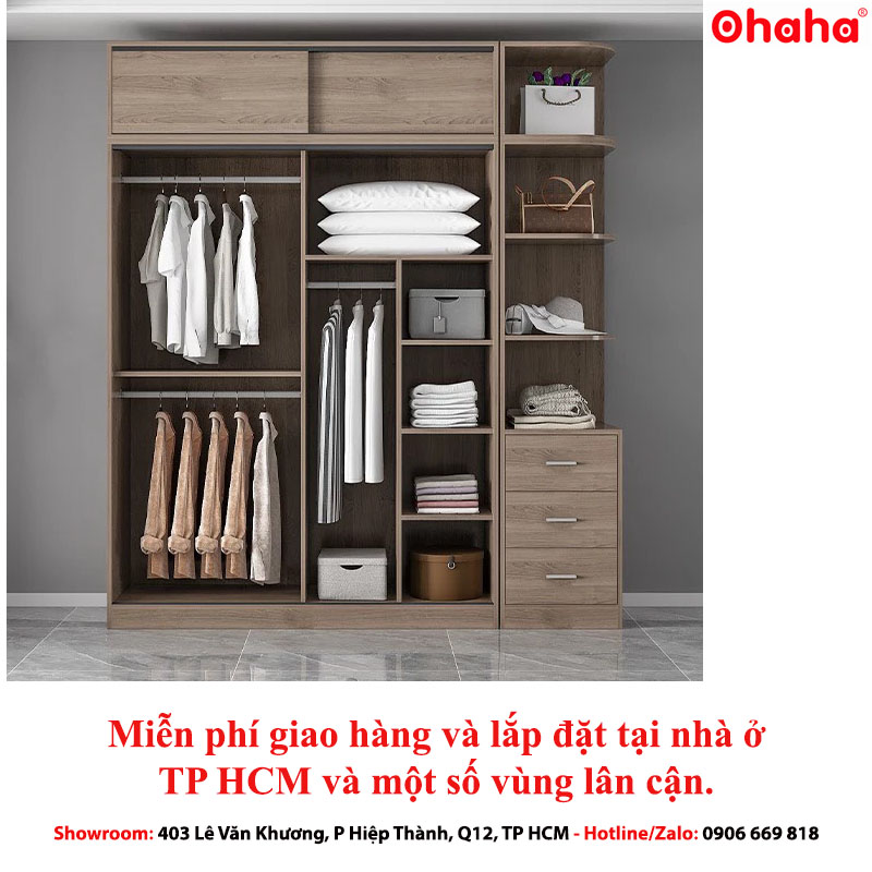 [ Freeship HCM ] Tủ quần áo cao cấp hiện đại cánh lùa Ohaha - CL011