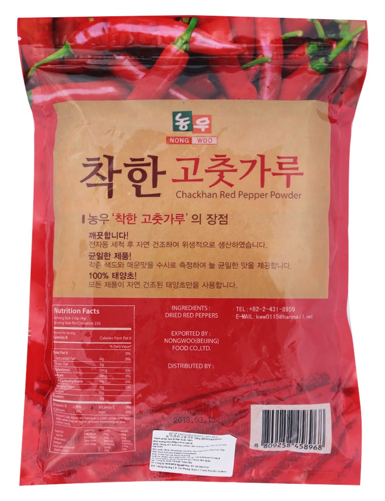 Bột ớt vảy Chackhan Nongwoo túi 500g (làm kim chi)