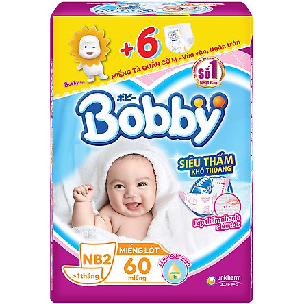 [Tặng 6 miếng] Miếng lót sơ sinh Bobby Newborn 2 - 60 Miếng