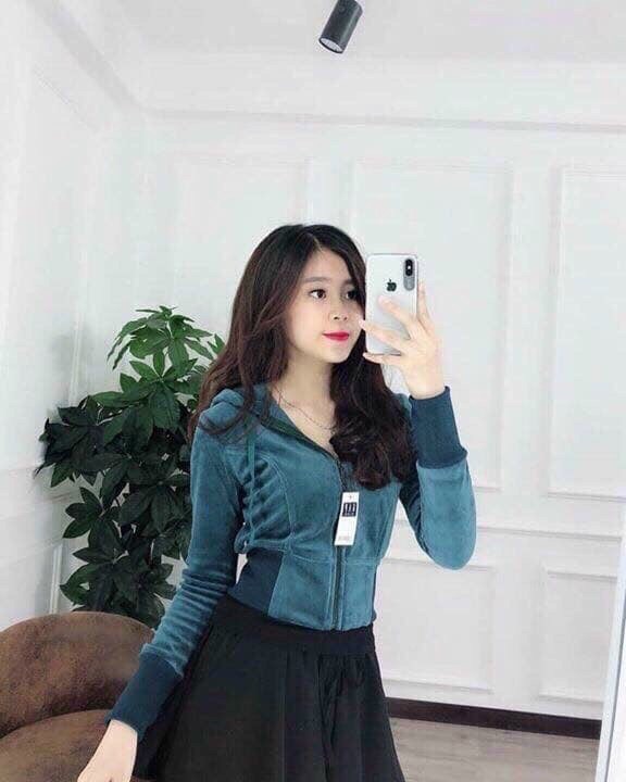 Áo khoác Nhung khỉ crop top