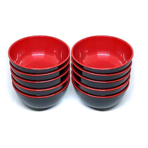 Bộ 10 Chén cơm _ bát cơm nhựa melamine đỏ đen