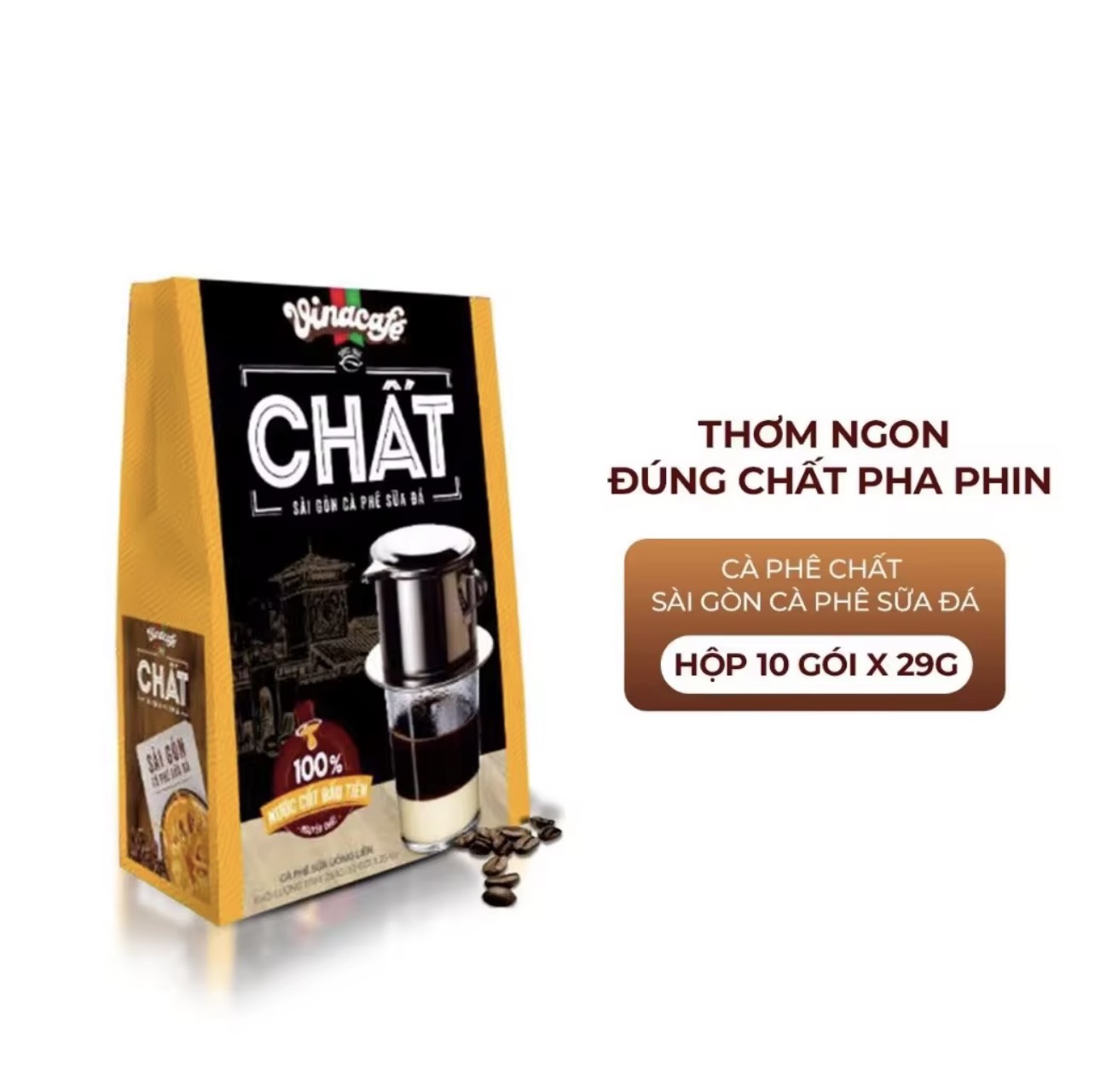CÀ PHÊ SỮA VINACAFE CHẤT THƠM ĐẬM VỊ (10 GÓI *29g), cafe chất vinacafe