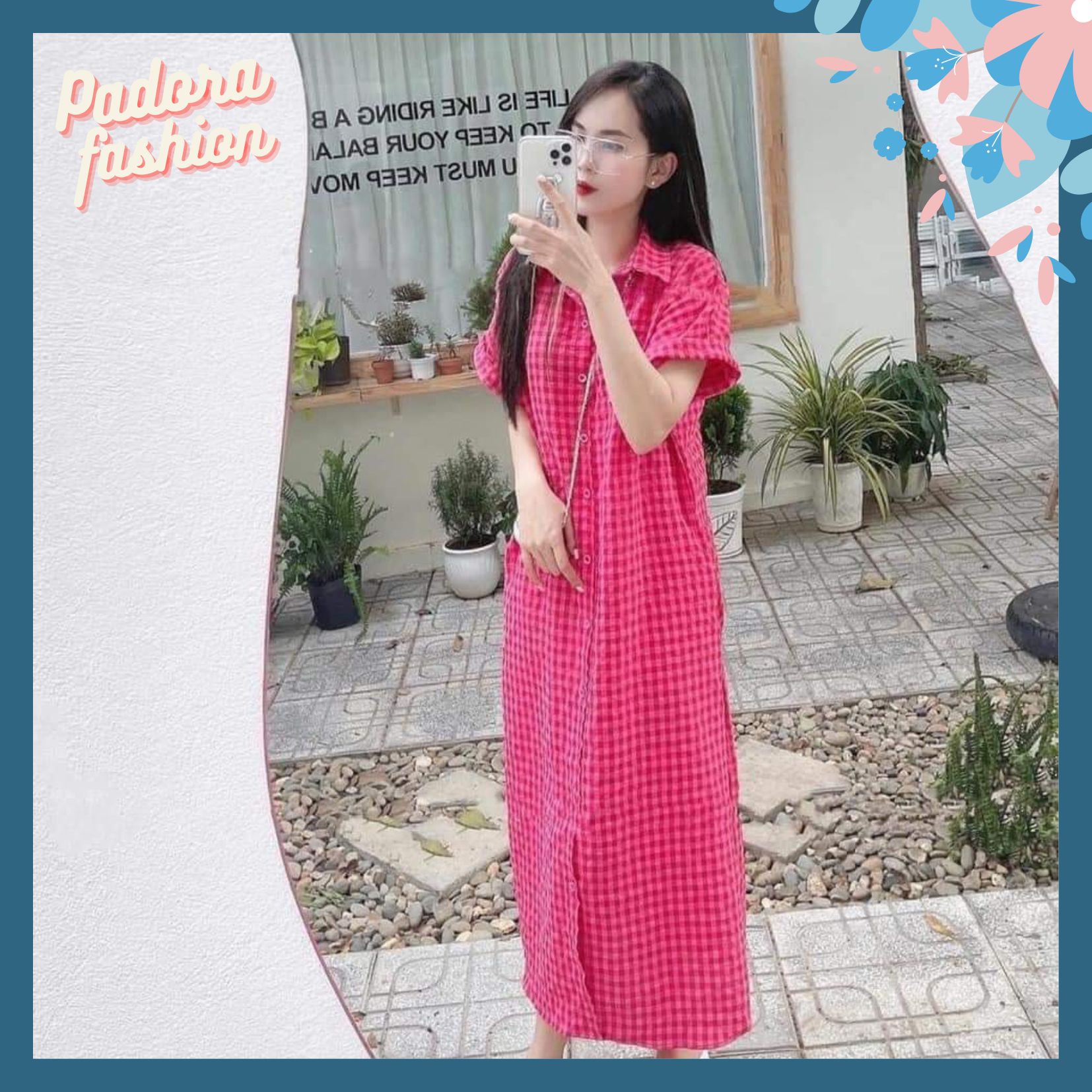 Padora-v151 hot trend slim fit pink shirt straight loose bottoming dress Padora-v151