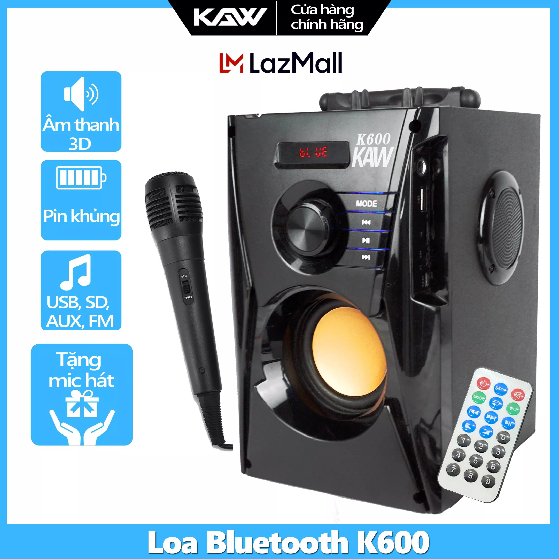 Loa Hat Karaoke Bluetooth Cam Tay K600 Hozito