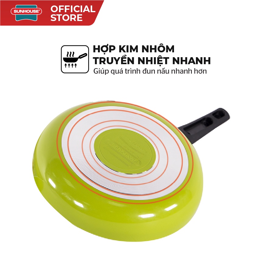 Chảo cặp nhôm trơn cạn Sunhouse phi 18 + 24 (xanh đen)
