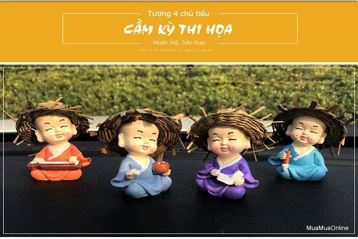 Bộ Tượng 4 Chú Tiểu Đội Nón Lá