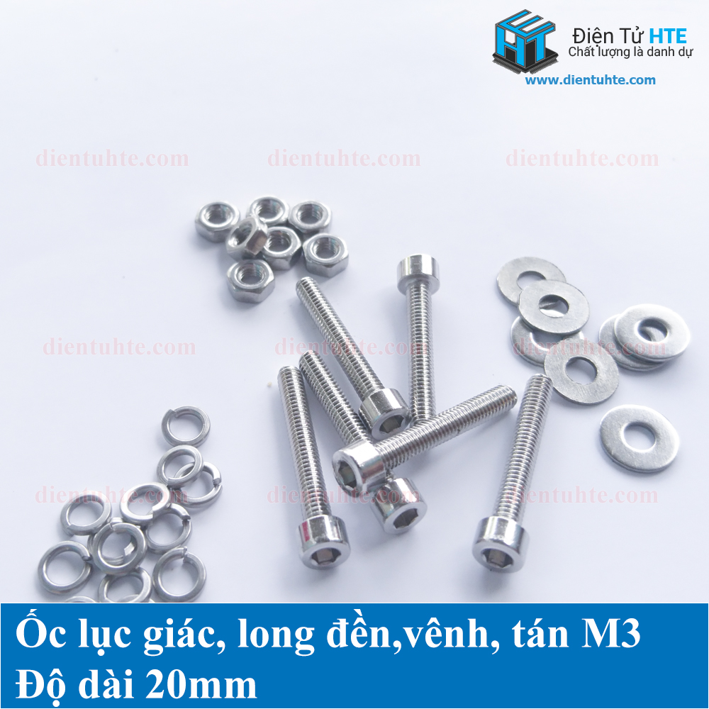 Ốc lục giác M3, kèm long đền, vênh, tán