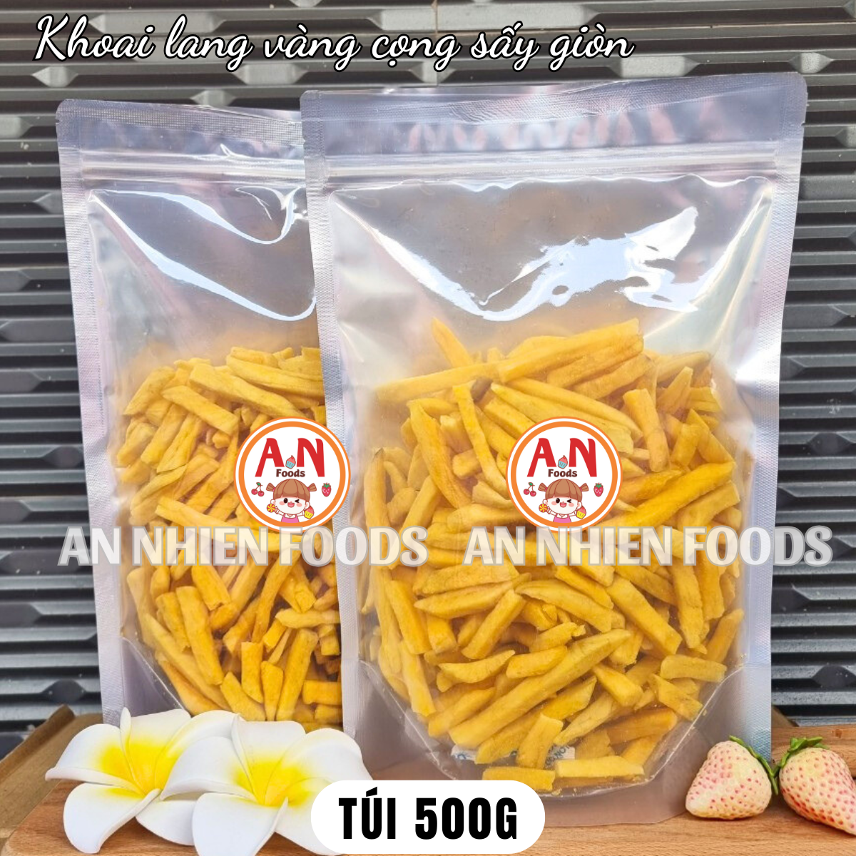 Khoai lang vàng cọng sấy giòn {Khối lượng tịnh, không tính bao bì}