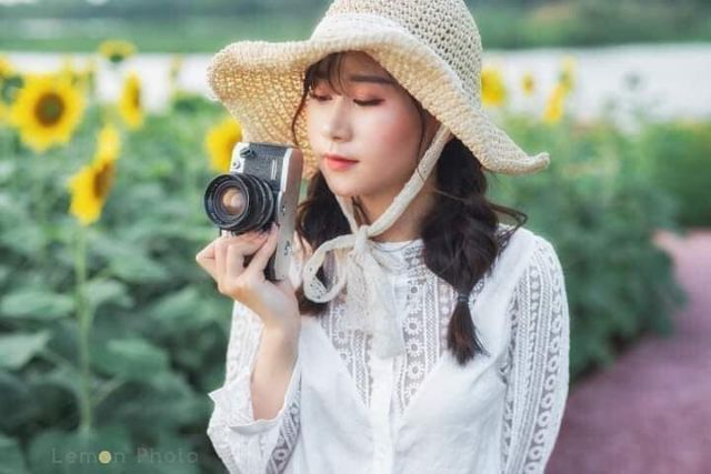 Nón cói mềm dây cột nơ ren đi biển