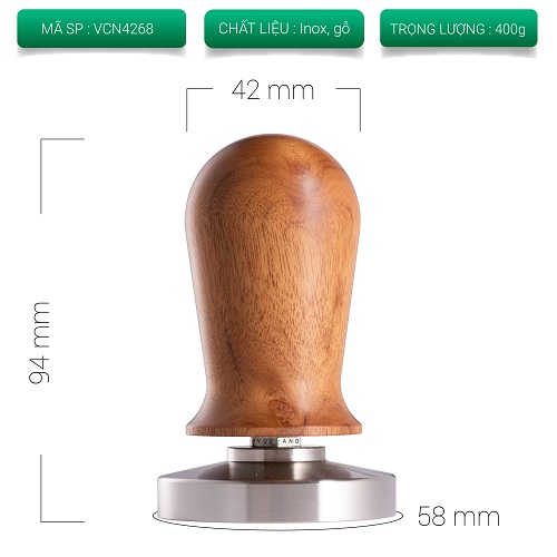 Tamper lò xo nén cà phê esspresso cán gổ