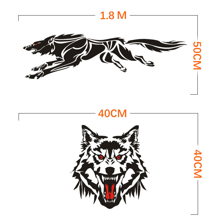 Decal Dán Trang Trí Hình Đầu Sói Cho Xe Hơi