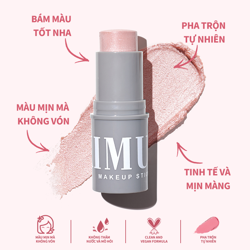 KIMUSE Makeup Sticks Monochromatic Multi-use Blush & Highlight & Contour Stick Waterproof Non-greasy Face Makeup 6 Colors