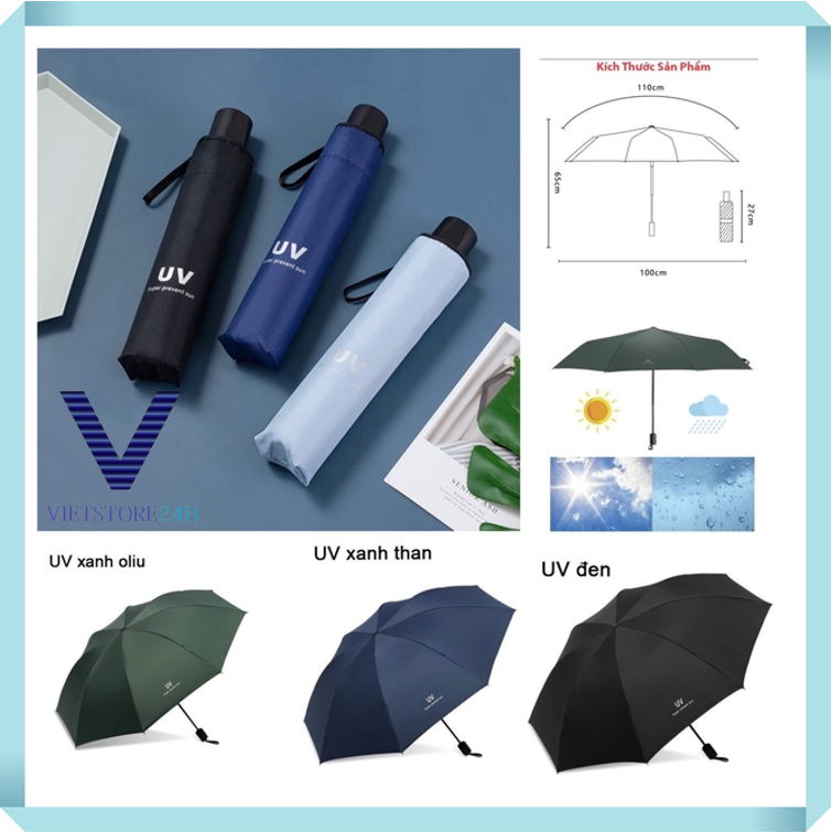 Dù đi mưa, che nắng chống tia uv xếp gọn